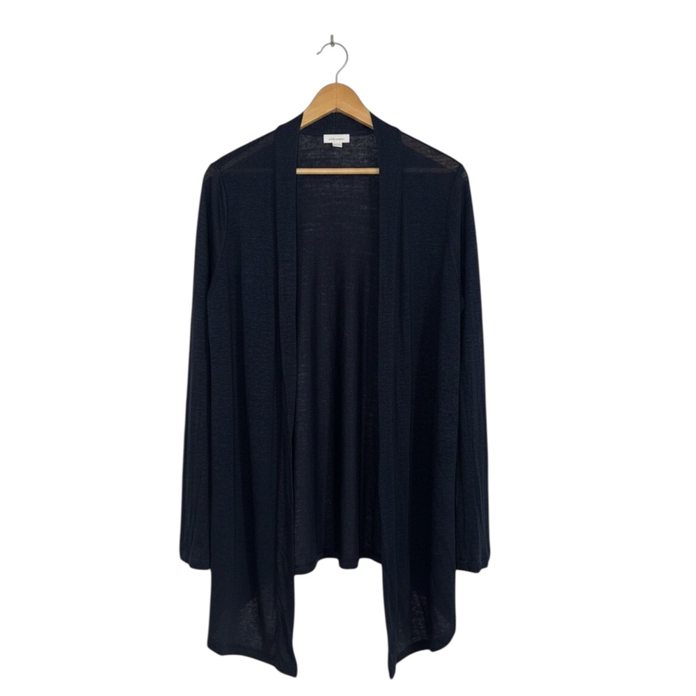 J. Jill Love Linen Navy Blue Open Front Cardigan Sweater 100% Linen Womens Med